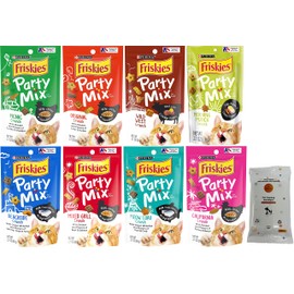 Aurora Pet Variety Pack (8) Friskies Party Mix Crunchy Cat Treats (2.1-oz Each) with AuroraPet Wipes