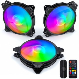 Novonest PC Case Fan 120mm Silent ARGB Fan High Performance LED Fan with 6PIN Connector Remote Control Fan Hub Cooling Fan 5V 3PIN Motherboard Sync Compatible with ASUS Aura Sync Thin Black Frame 3 in