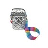 Mavi Bandz Silver Puffer Messenger Purse Phone Bag with Tie
