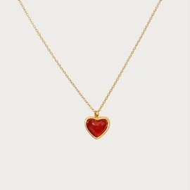 En Route Jewelry Carnelian Stone Heart Necklace in Silver - Color: Gold