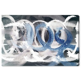 Wynwood Studio Abstract Wall Art Canvas Prints 'Scriptica' Paint Home Décor, 24" x 16", White, Blue