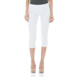 Suko jeans Women’s Mid Rise Pull on Stretch Denim Capris 16801 White 12