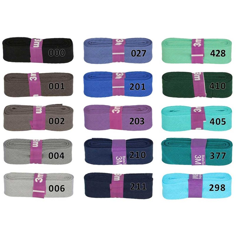Bias Binding Tape, 3 m x 20 mm, Cotton Folded,