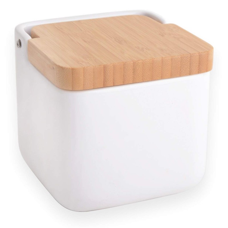 KOOK TIME Kitchen salt pot with lid | Ceramic salt