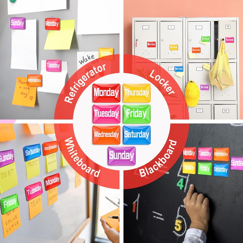 7 Pcs Days of The Week Magnets Magnetic Week Labels