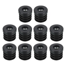 sourcing map 10Pcs Inserts for Round Tubes with M8 Thread, for 25mm/0.98" OD Round Tube, Round Black Thicken Plastic Plug Caster Insert Chair End Caps Furniture Leg Plug