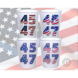 Trump Shots, 4 Glass Set, 45 47 Trump Gift - MAGA Shot - Trump 2024 Shot Glasses - Political Memorabilia Gift - Trump Supporter Souvenir - Make America Great Again - - Presidency Souvenir