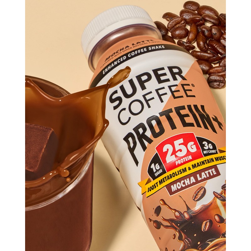 SUPER COFFEE Protein+, Keto Protein Coffee (0g Added Sugar, 25g