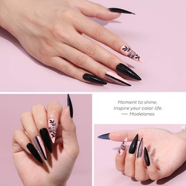 Modelones Gel Nail Polish, 1 Pcs 15ml Pure Black Color Gel Polish Set Soak Off LED Long-Wear Mirror Shine Essential Nail Gel Salon Manicure Design DIY at Home, 0.5 Fluid Ounces