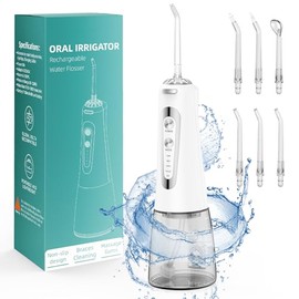 Water Flosser,300ML Water Pulse flossers-5 Modes&6 Replaceable Jet Tips for Teeth Cleaning and Flossing,USB Rechargeable aa