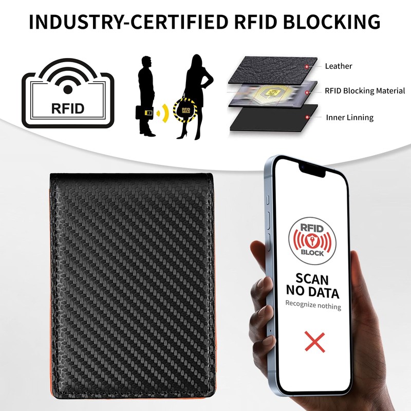 MUXILING Slim Wallets for Men Leather Money Clip RFID Blocking