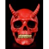 Figuren Shop GmbH Gothic-Teufels-Totenkopf mit Hörner - Roter Dämon |
