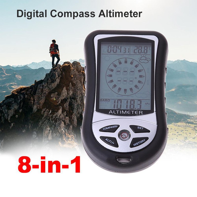 8-in-1 Multifunctional Electronic Altimeter Barometer LCD Digital Compass Thermometer Portable