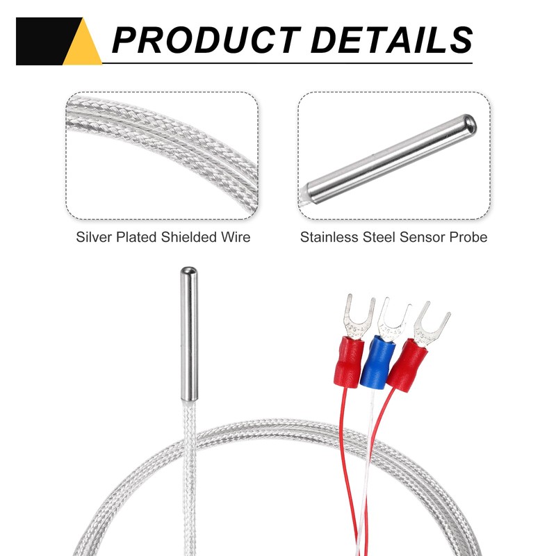 sourcing map 2pcs RTD PT100 Temperature Sensor Probe, -50℃ to