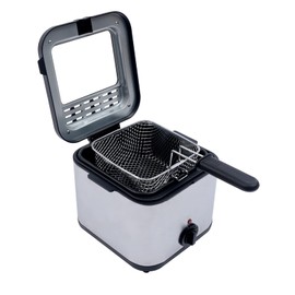 Electric Deep Fryer with Basket - 1000W, 2.5L Oil Container, Adjustable Temperature & View Window, Portable Fryer for Fries, Fish, Chicken, Donuts - Small Deep Fryer for Personal Use at Home