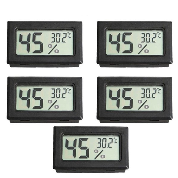 Mulcort Lot de 5 mini thermomètres numériques LCD température et humidité mètre pour animaux de compagnie Reptile sans fil Hygromètre