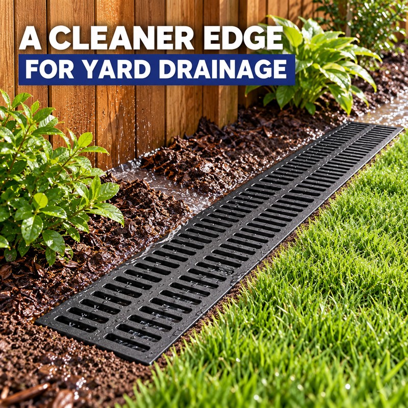 20 Inch Polymer Resin Trench Drain Grate, 7.87 Inch Wide