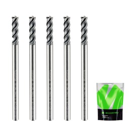 SHAPPRO 1/8 Inch Shank Carbide Square End Mill, 4 Flute CNC Milling Bits, Heat-Resistant Metal Cutting Bits Suitable Alloy Steel, Stainless Steel, Various Cast Iron（5PCS）