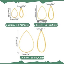 PandaHall 300 Pieces Drop Linking Rings Metal Teardrop Charms Links Frames Charms Jewellery Connector for Necklaces Bracelets Jewellery Dangle Earring Making Key Chain (Gold & Silver)