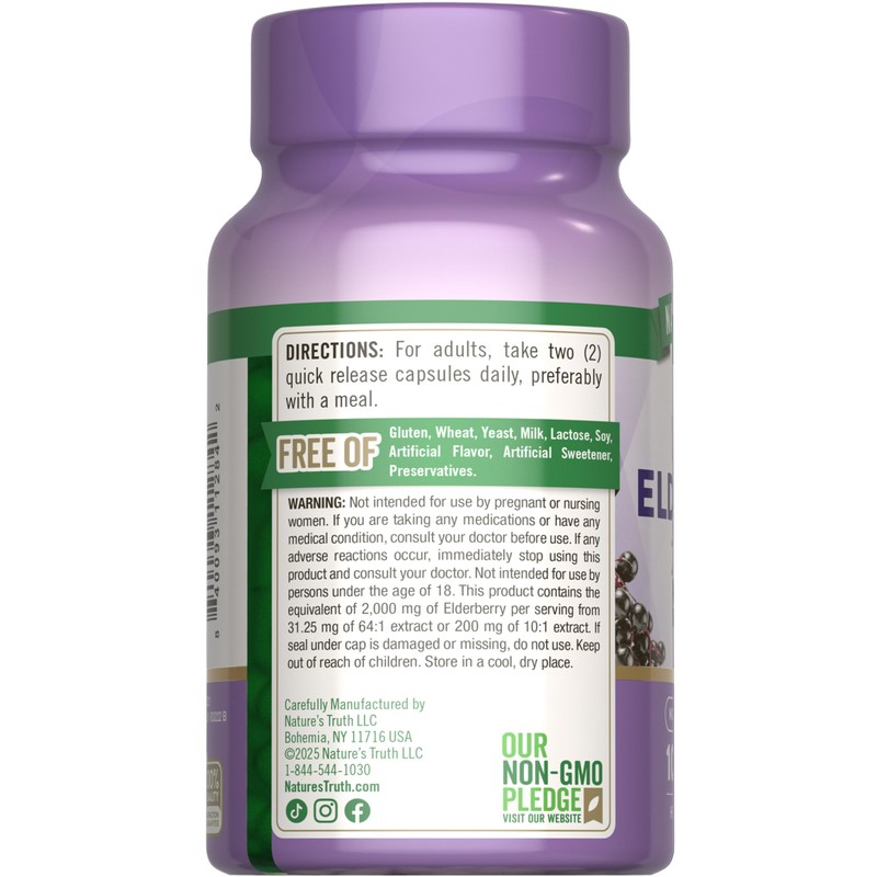 Nature's Truth Black Elderberry Capsules | 100 Count | Super