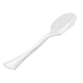 Restaurantware-Cater Tek 9.8 Inch Catering Spoons, 10 Disposable Serving Utensils - Comfortable Handle, Serve Hot And Cold Food, Clear Plastic Serving Spoons, For Parties, Buffets, Catering Events