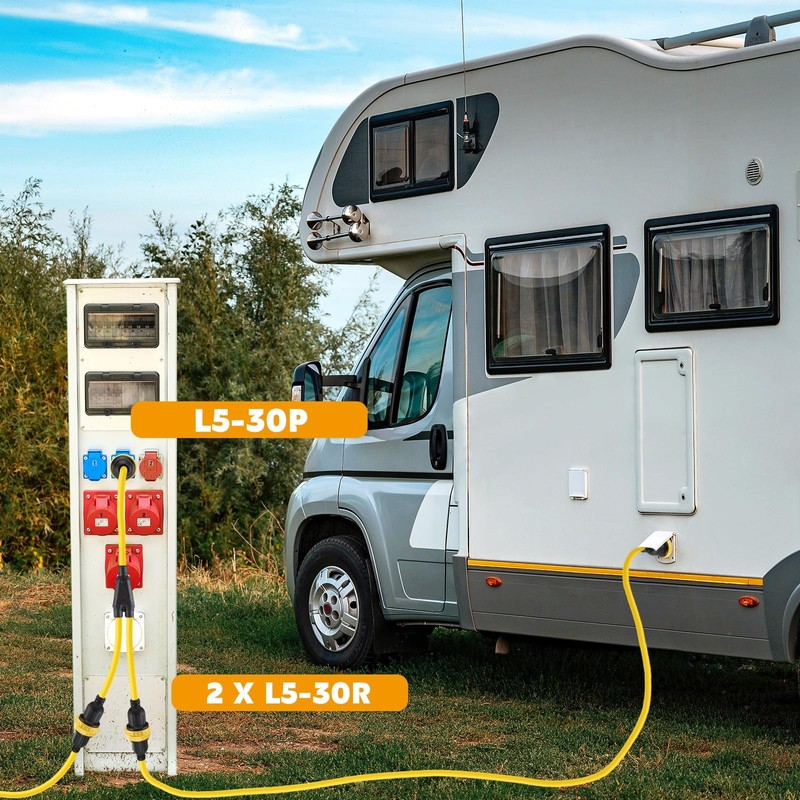 Kanayu 3FT RV Marine Boat Shore Power Adapter L5-30P Male