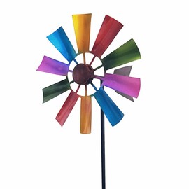 Hyack Weathervane Outdoor Windmill Iron Durable Retro Gardening Goods Wind Spinner Colorful