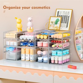 22 Drawers, Acrylic Desk Makeup Organizer, Plastic Drawers Organizer, Stackable Storage Solution for Makeup, Dresser, Office, Bathroom Clear Plastic Craft and Bead Storage Cabinet