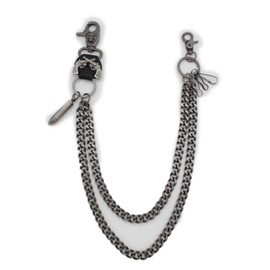Men Fashion Wallet Chain Chunky Links Metal Long Strand Keychain Jewelry Silver Bullet Charm