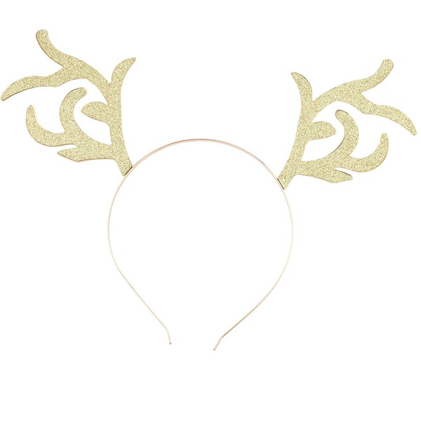 Lux Accessories Gold Tone Glitter Christmas Holiday Xmas Reindeer Headband