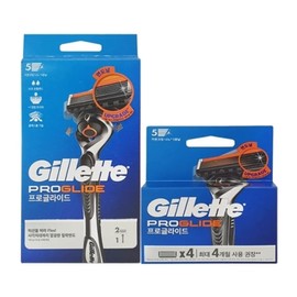1 Progloride manual razor handle + 2 razor blades + 4 razor blades / 프로글로라이드 매뉴얼 면도기 핸들 1입+면도날 2입 + 면도날 4입