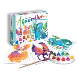 Aquarellum Malset für Kinder, Motiv Fabeltiere, große Malvorlagen, Bastelset, Kreativ-Set, DIY