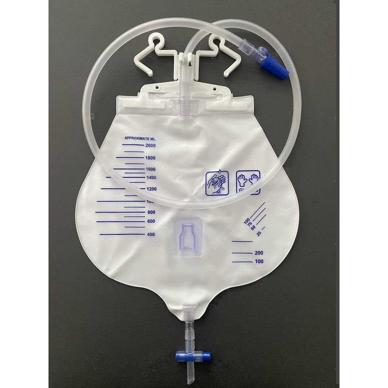 Lifevv 2 Pack 2000ml Urinary Drainage Bag with Anti-Reflux Chamber,Needless