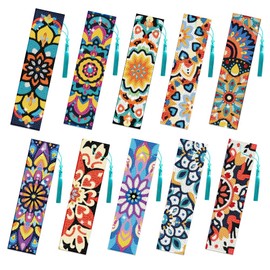 beinkmake 10Pcs Mandala 5D Diamond Art Bookmarks Vintage Flower Diamond DIY Painting Bookmarks with Tassel Rhinestones Beaded Crystal Bookmark Kits for Beginner Crafts Adult Home Office