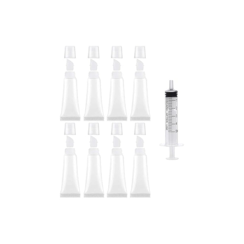 8Pcs 10ml Lip Gloss Empty Tubes Containers with Plastic Syringe