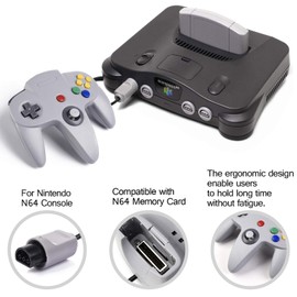 miadore 4 Pack Classic N64 Controller, Wired Classic N64 Gamepad with Upgraded Joystick (Black/Gray/Clear Orange/Clear Green)