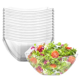 LDHHYH 24 Pack 8 oz / 230ml Square Plastic Serving Bowls, Disposable Snack Salad Bowl, Clear Plastic Bowls for Candy Buffet Salad Bar Buffet Containers Party Supplies