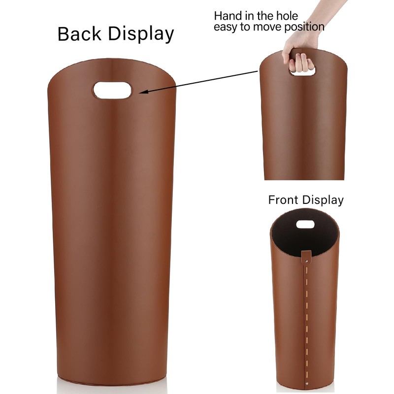 ELPMD Brown Leather Umbrella Holder Indoor Umbrella Stand Rack for