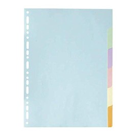 Exacompta - Ref 1606E - Forever Collection - 6-Part Plain Dividers, Suitable for A4 Documents, 100% Recycled 170gsm Card, Pre-Punched - Assorted Pastel Colours