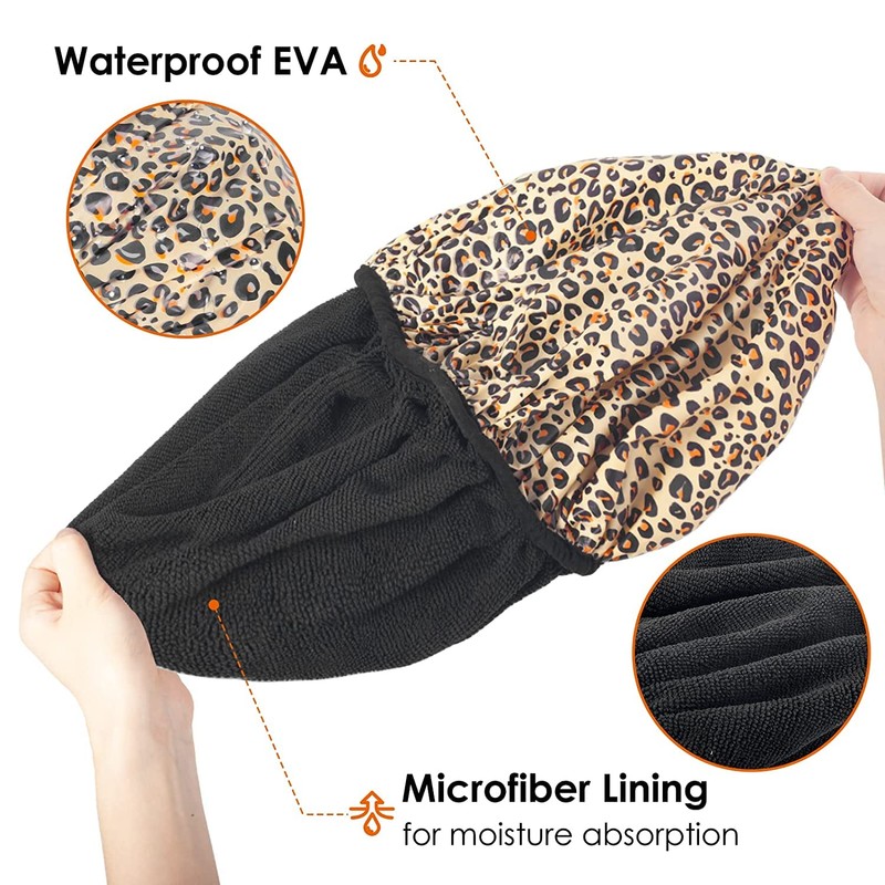 Auban Shower Cap, Shower Cap for Women Terry Cloth Lined