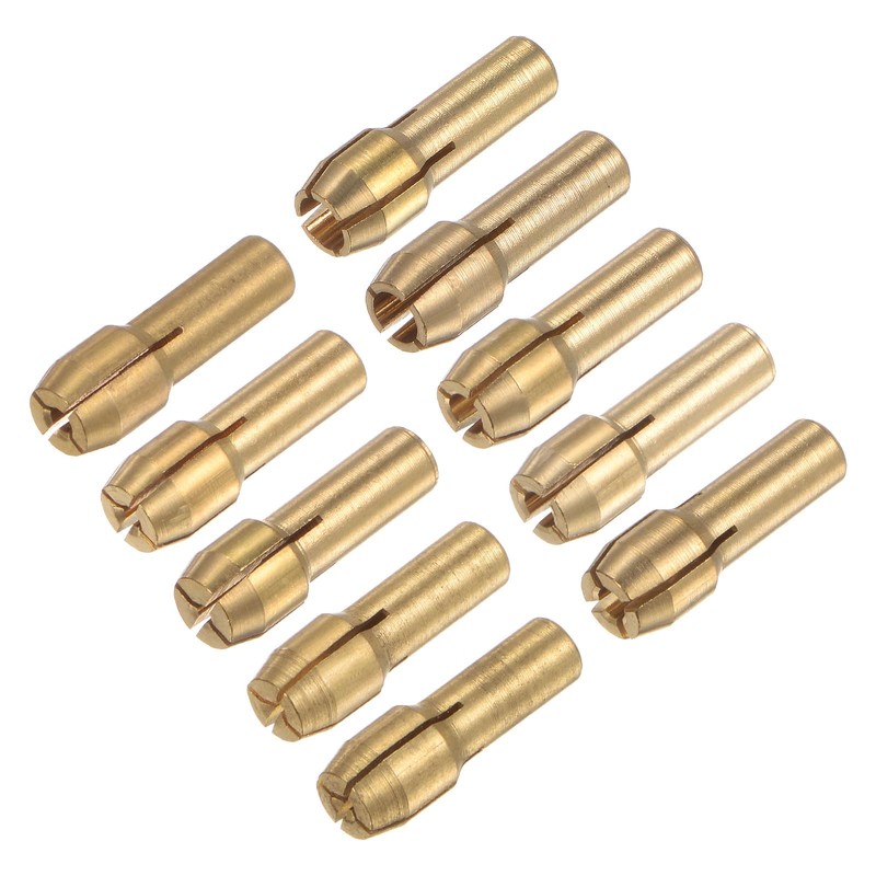 sourcing map 10pcs Brass Collet 0.5-3.2mm Brass Drill Chucks Mini