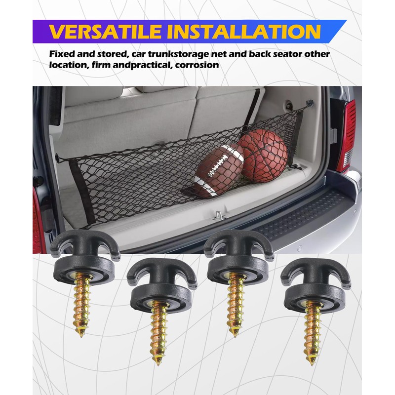 SCUARI 4PCS Car Cargo Net Hook,Storage Organizer Net Clips,Car Accessories,Cars