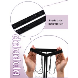 deladola Leg Wraps Rave Tassel Crystal Black Leg Straps Party Garter Cross Bandage Festivals Costumes for Women