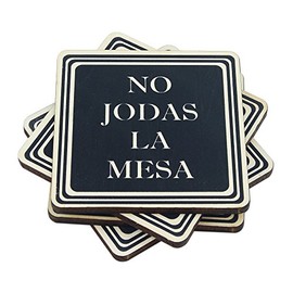 Don't F Up The Table Wood Drink Coasters - Great Housewarming Item - Stocking Stuffer - Funny Christmas Gift - Made in USA - by Wooden Shoe Designs - SET OF 4 (Black)