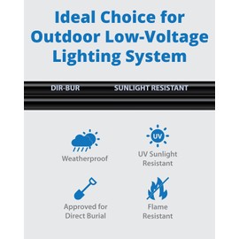 Lightkiwi 18/2 Low Voltage Landscape Wire - 250 Feet - Weatherproof Outdoor Underground Direct Burial Stranded Cable for Spotlight, Pathway Lighting and More - ETL Listed