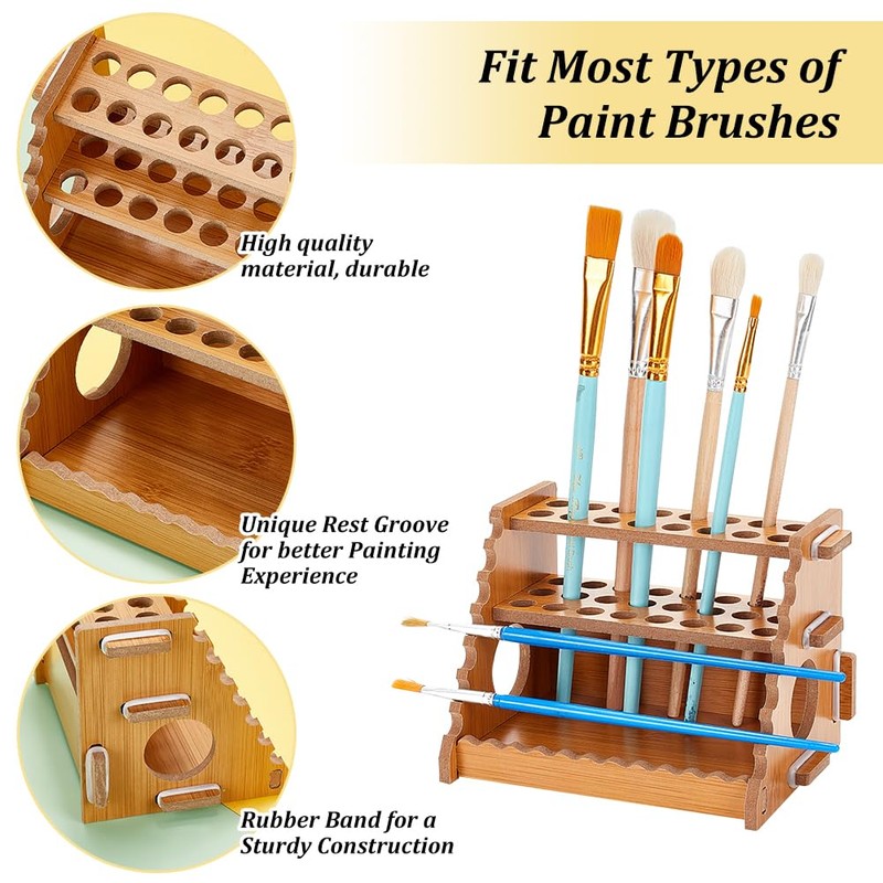 AHANDMAKER Paint Brush Holder Calligraphy Brush Holder for 40 Brushes