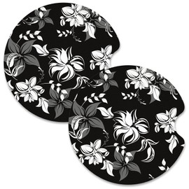 Nipichsha Car Cup Holder Coasters, Car Coasters for Cup Holders, 2 Pack Anti Slip Insert Coasters, Rubber Car Cup Mat with A Finger Notch, Cute Car Interior Accessories for Women Men(Black Flower)