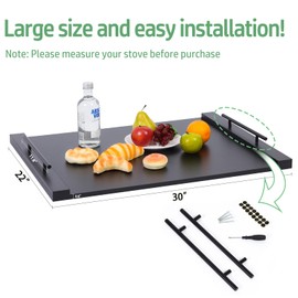 Noodle Board Stove Cover with Extended Handles-Wood Stove Top Covers for Electric Stove Kitchen Sink Cover Serving Tray, Decorative Tray for Kitchen Black (29.92"x22.05")