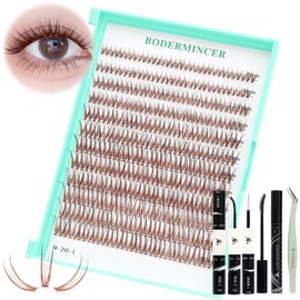 Bodermincer Bodermincer 400pcs D Curl Lash Clusters 8-10-12-14mm/10-12-14-16mm MIX Fish Tail Lash Cluster Premade Volume Lash Fans Volume Lashes Knotted (Dark Brown 8-10-12-14-16mm MIX)