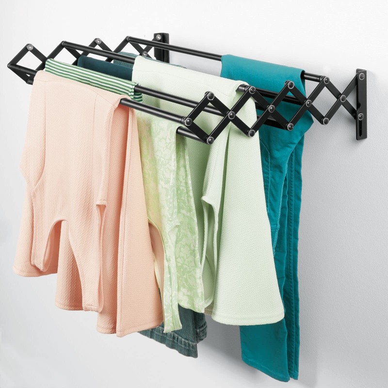 mDesign Steel Wall Mount Accordion Expandable Retractable Clothes Air Drying